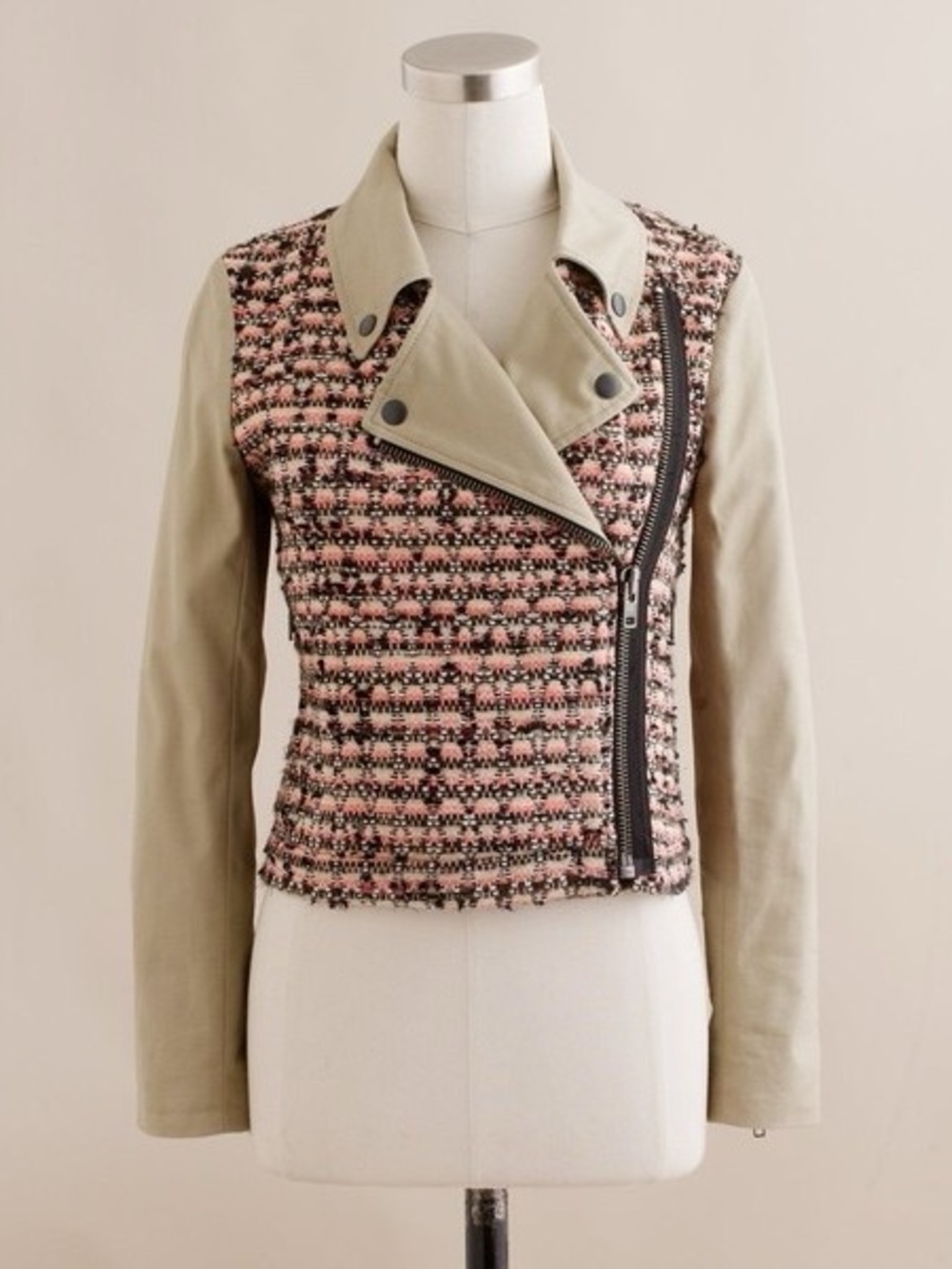 J.Crew Collection Tweed and Khaki Moto-Cycle Jacket - EUC